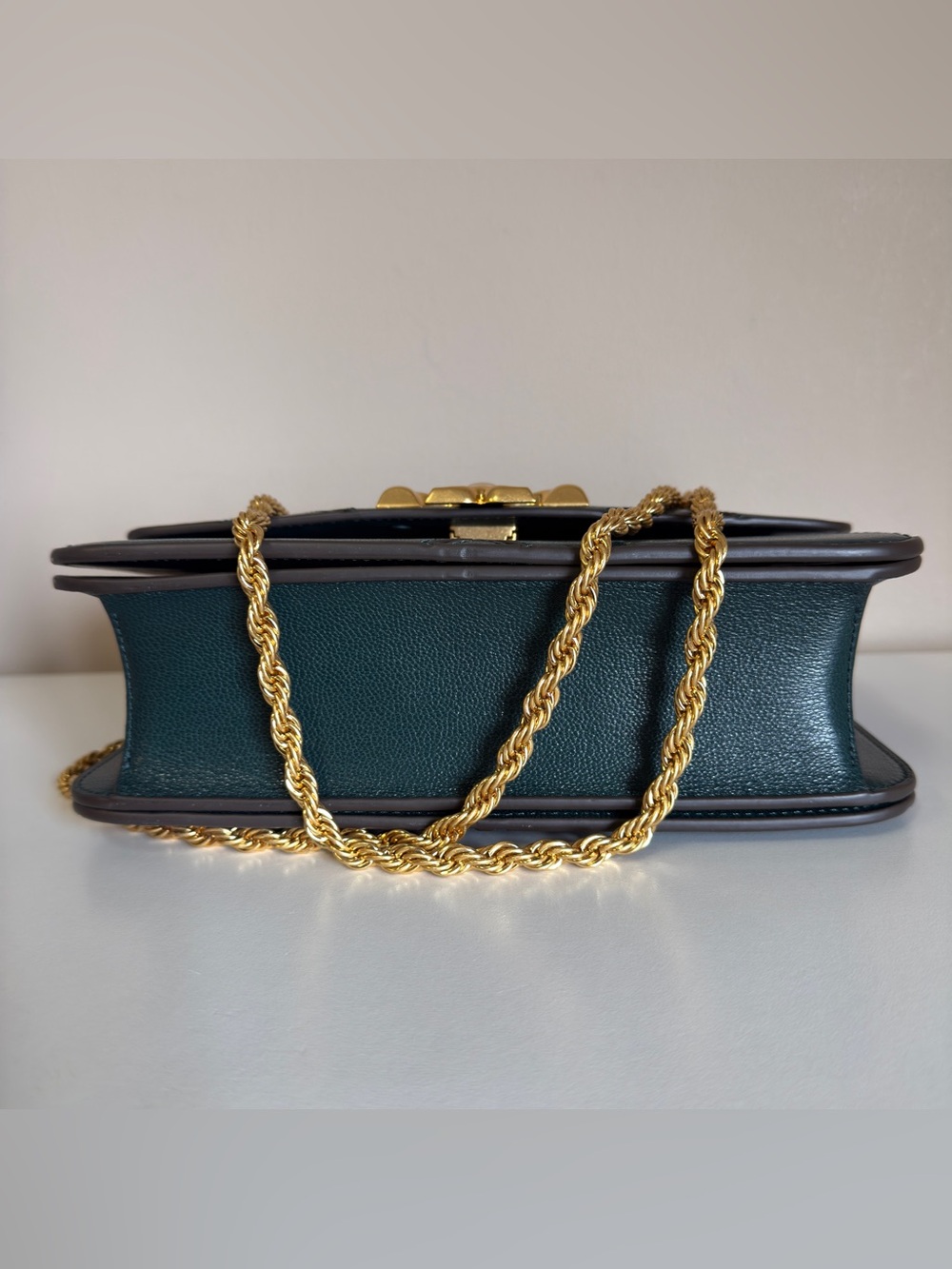 Tory Burch Fleming Leather Shoulder Bag in Dark Green - Picture 9 of 14